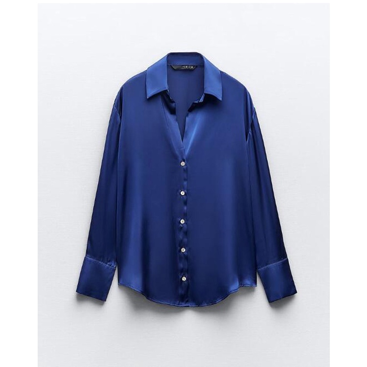 Zara Áo Sơ Mi satin Cổ v Thời Trang Mùa Thu Sang Trọng zara 238741236 2197745