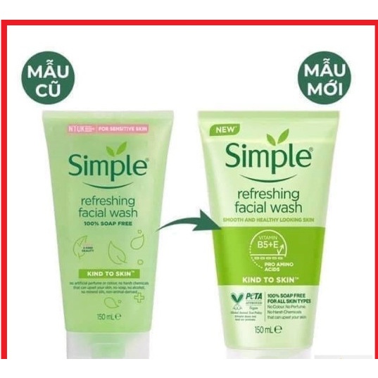 Sữa Rửa Mặt Simple Gel Kind To Skin Refreshing Facial Wash Gel 150ml