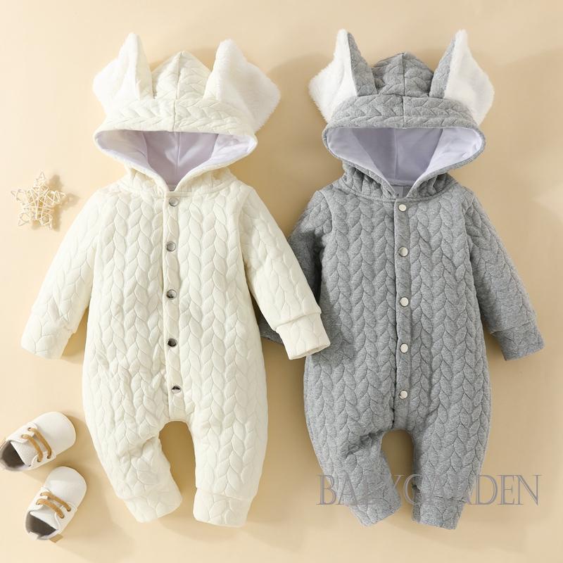 Baga-quần Áo Liền Quần Tay Dài Có Mũ Trùm Tai Thỏ Cho Bé Mùa Thu