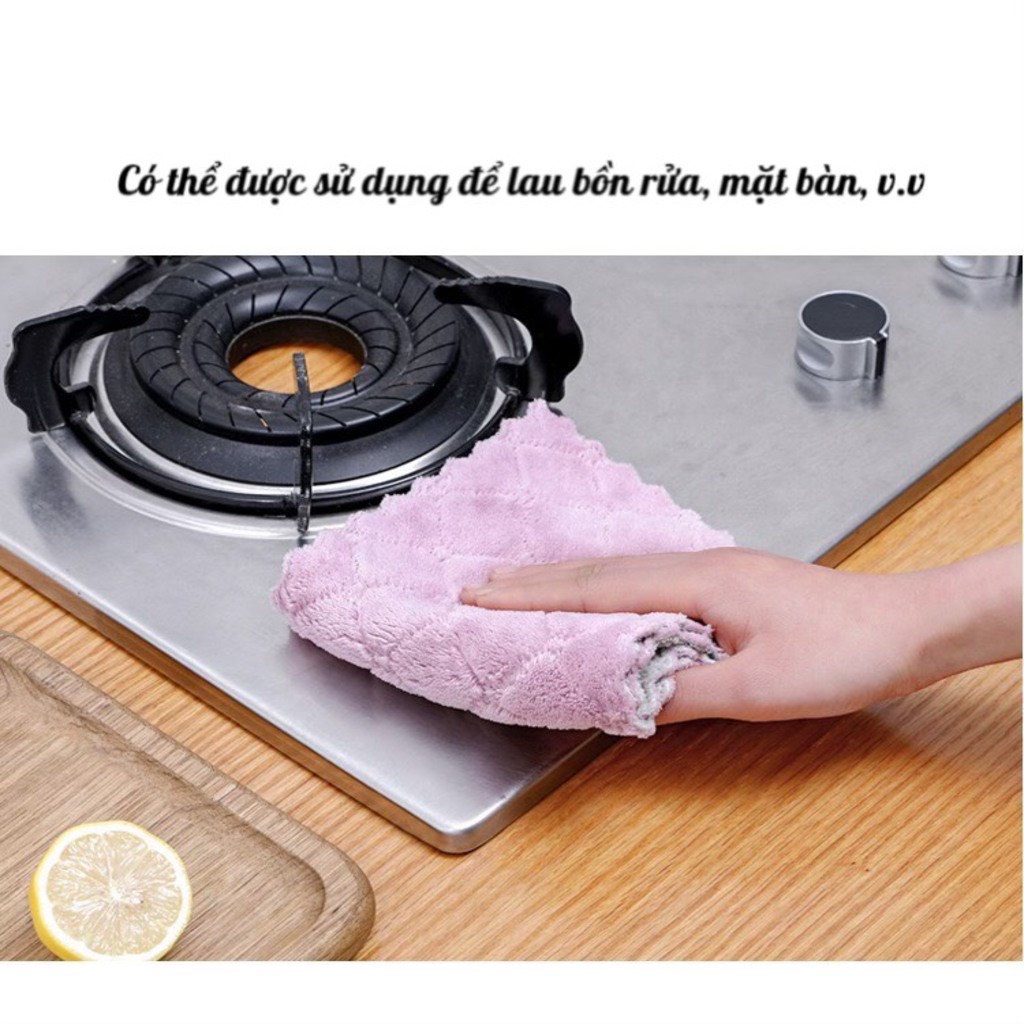 Khăn lau bếp đa năng 2 mặt siêu thấm khăn Kích Thước LỚN 25 x 25cm  kháng khuẩn hai mặt ĐÔ