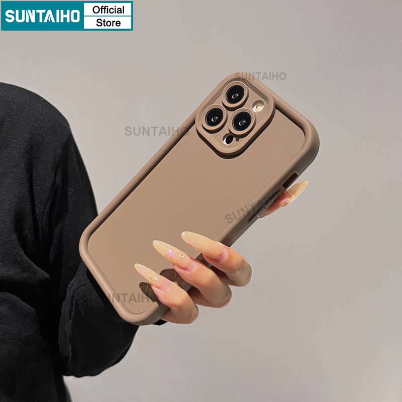 Suntaiho ốp lưng iphone đen nhám chống bẩn Ốp Điện Thoại Silicon Mềm Màu Trơn Chống Sốc Cho iphone 15 pro max 14 13 12 iphone 11 pro max xs max xr xs ip 7 8 plus