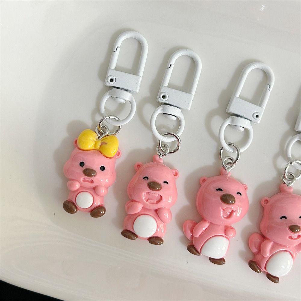 Shanhai loopy Móc Chìa Khóa Bằng Sợi resin Màu Hồng Họa Tiết Hoạt Hình Phong Cách Hàn Quốc