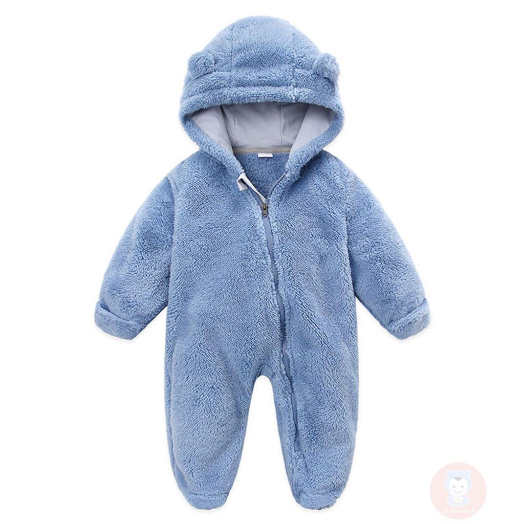 Bộ Áo Liền Quần Mùa Đông Tay Dài Có Mũ Trùm Và Khóa Kéo Cho Bé laa6-baby