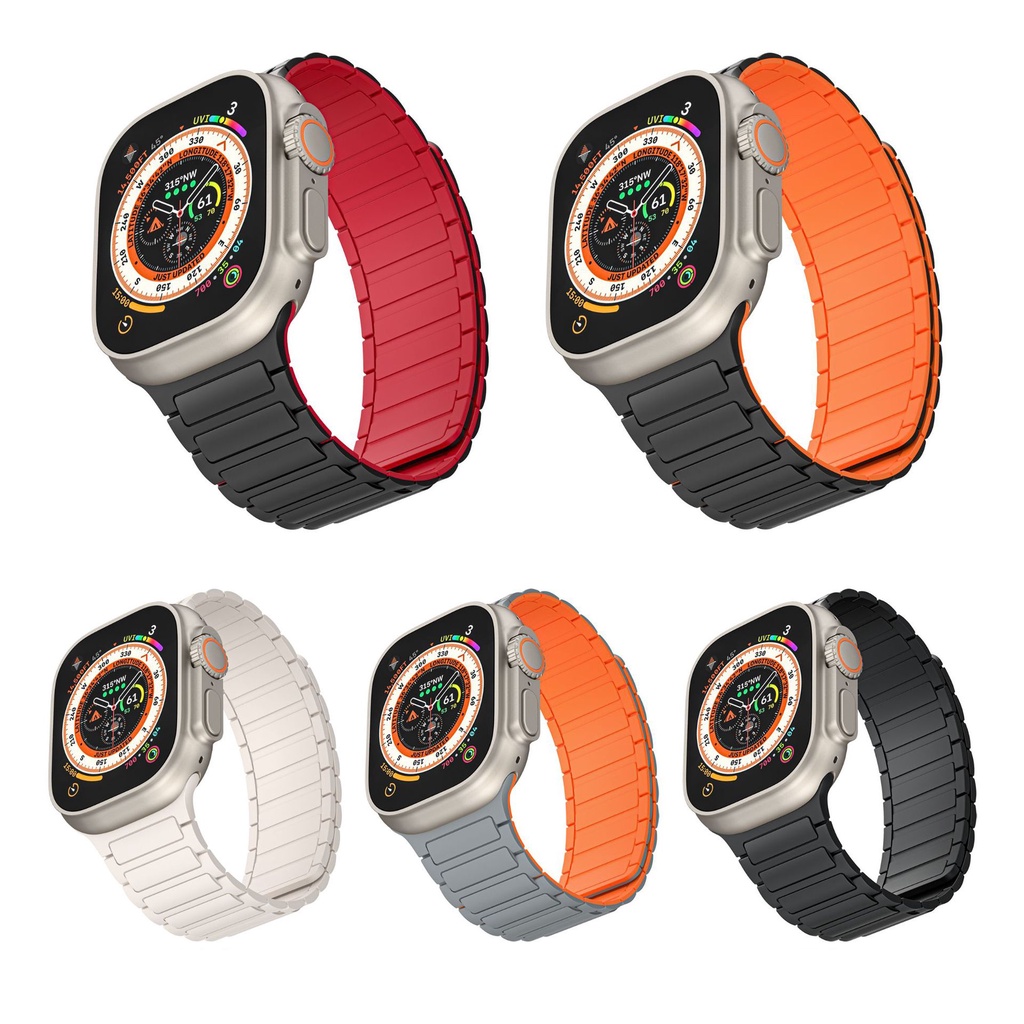 Sang Trọng Dây Đeo silicone Khóa Nam Châm Cho iwatch series 8 7 6 ultra 49mm 42mm 38mm