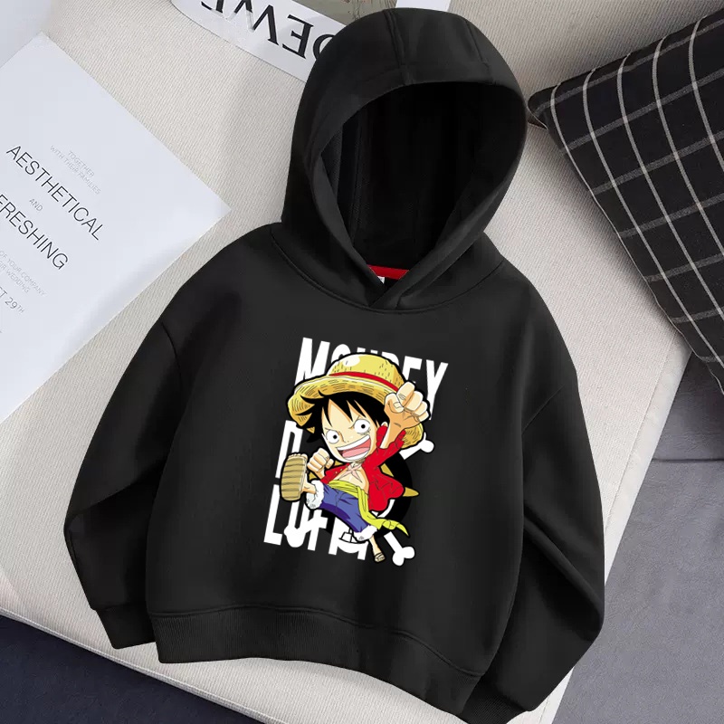 Lolocee Áo Khoác Hoodie Mùa Đông In Hình luffy anime Giản Dị Dành Cho Bé Trai