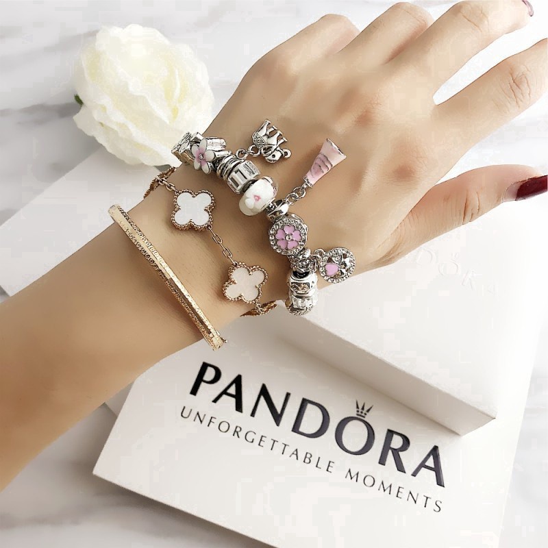 Vòng Tay pandora Mạ Bạc 25cm Thời Trang Cho Nữ