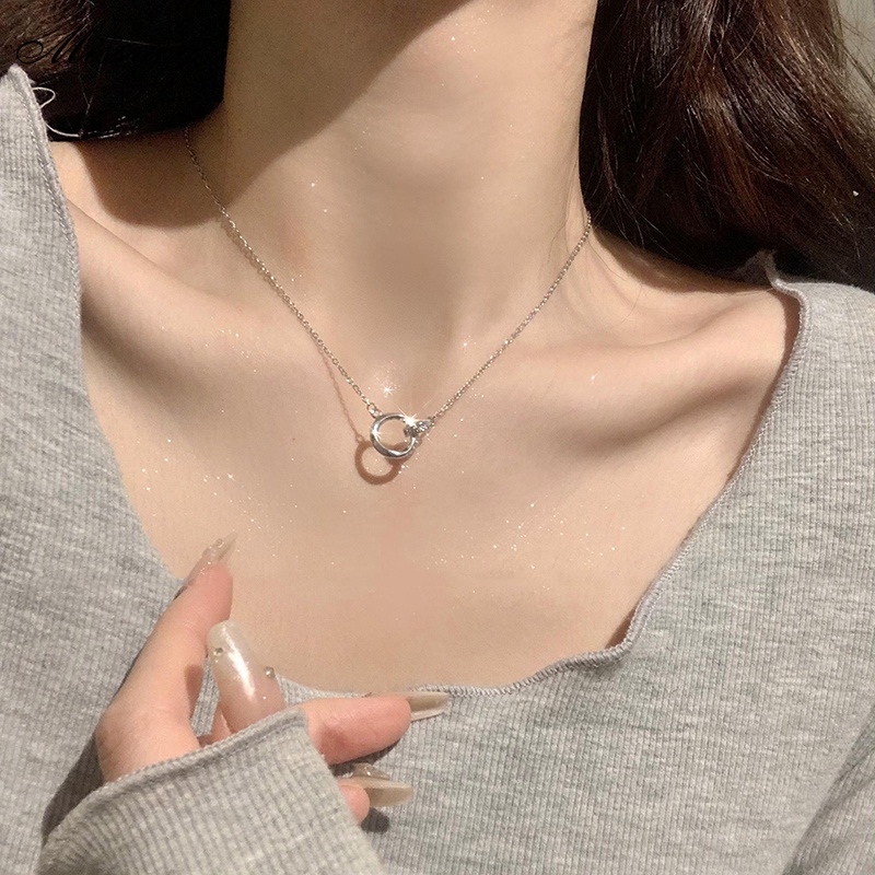 Vòng cổ choker DODDER hai lớp mặt tròn đính đá pha lê thời trang