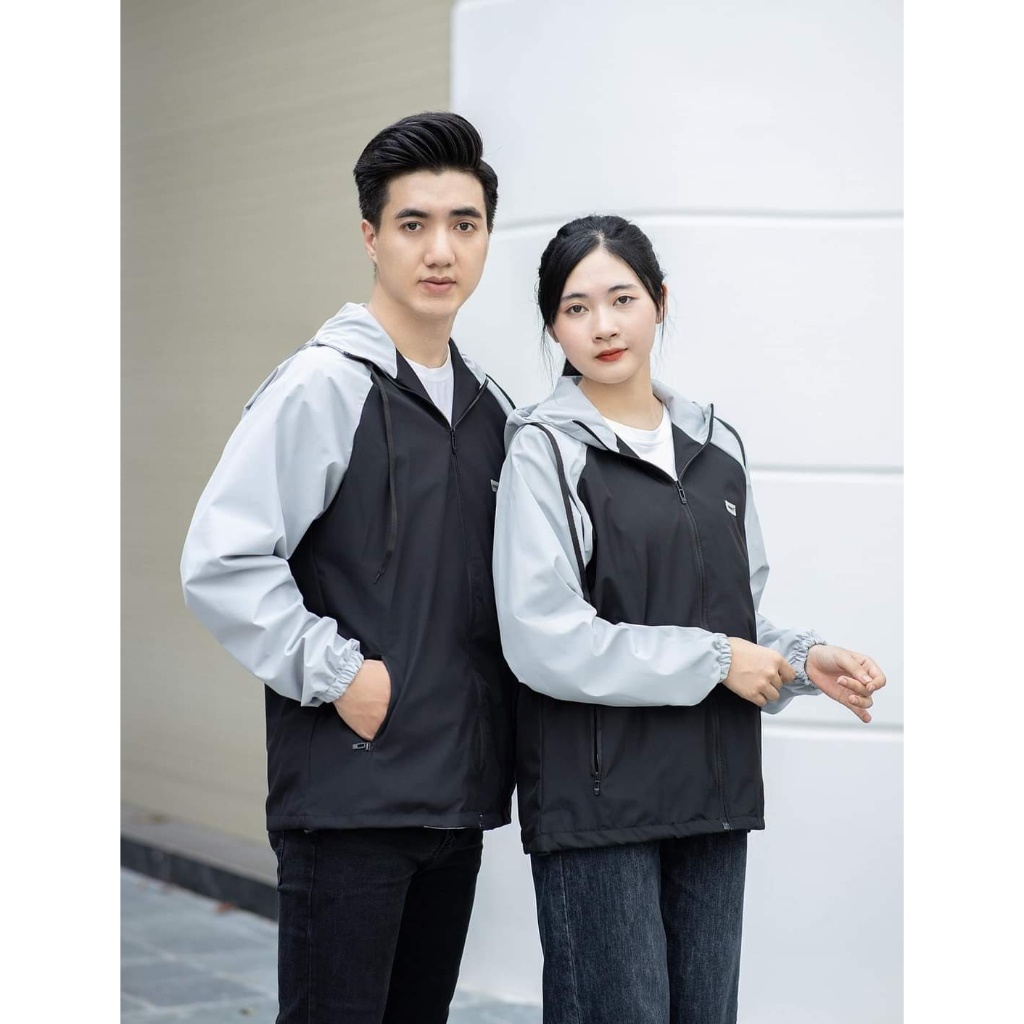 Áo Khoác Gió Nam Nữ 2 Lớp Cao Cấp Không Thấm Nước, Áo Gió Nữ 2 Lớp Có Khoá Túi, Nón Tháo Rời ELQ-05