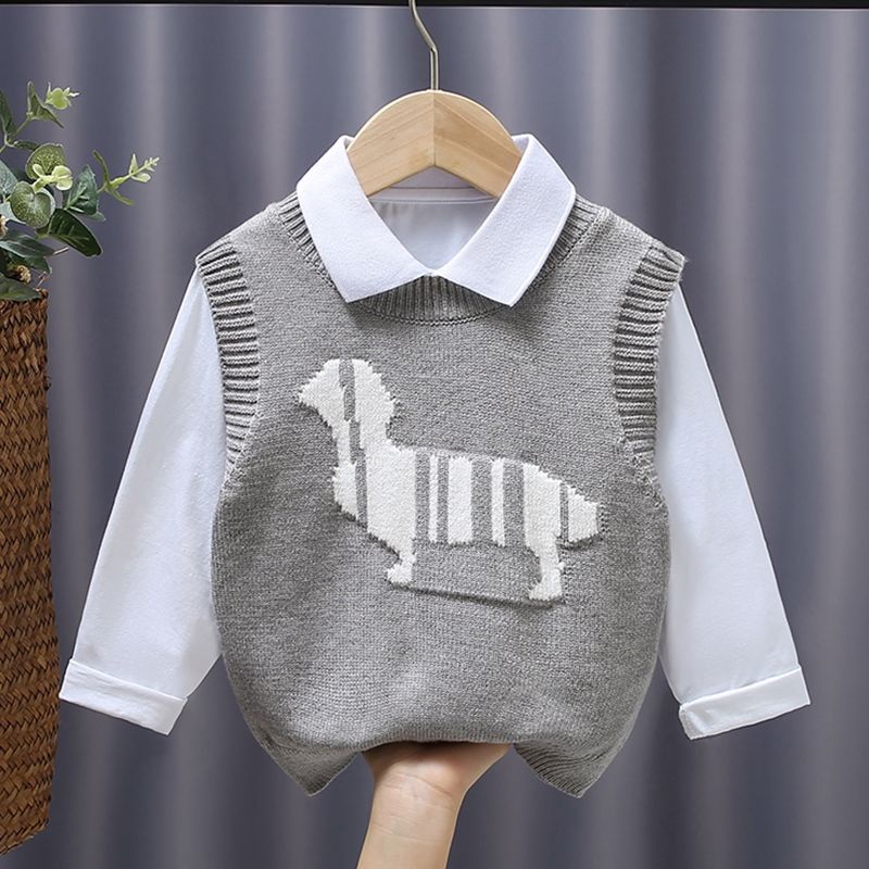Áo sweater Dệt Kim Không Tay Phong Cách Thời Trang Xuân Thu 2023 Dành Cho Bé Trai