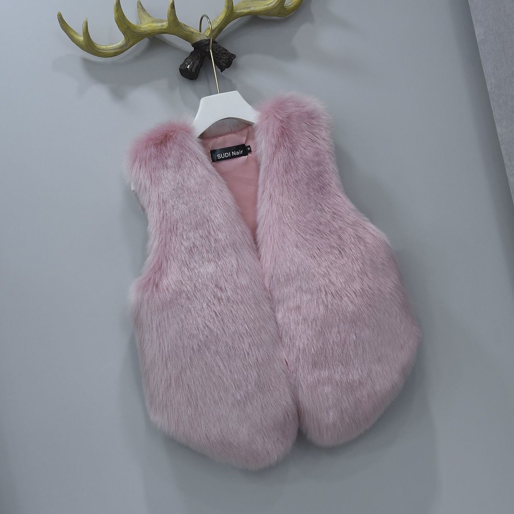 Áo Khoác Lông Thỏ Không Tay Thời Trang Thu Đông Mới Cho Nữ