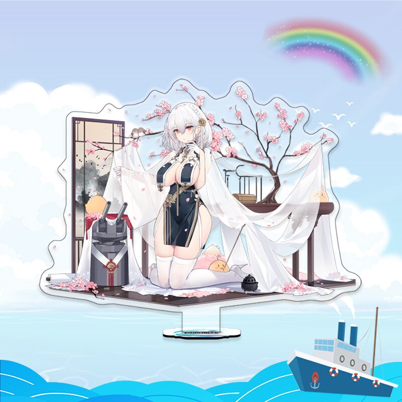Mô hình Standee Game Azur Lane Ägir Atago Ayanami để bàn tượng nhựa acrylic trong suốt in hình nhân vật 2 mặt rõ nét