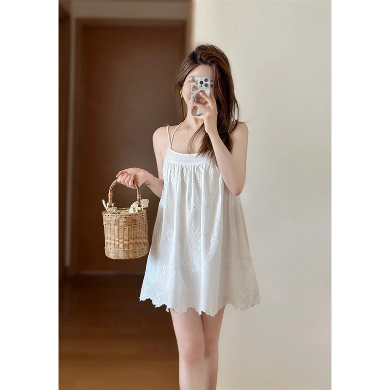 Đầm Ngắn Hai Dây Thêu Họa Tiết Thời Trang Mùa Hè 2023 Cho Nữ 7200336 712