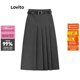 Chân váy LOVITO bất đối xứng xếp ly màu trơn thường ngày dành cho nữ L45AD051 (màu xám)