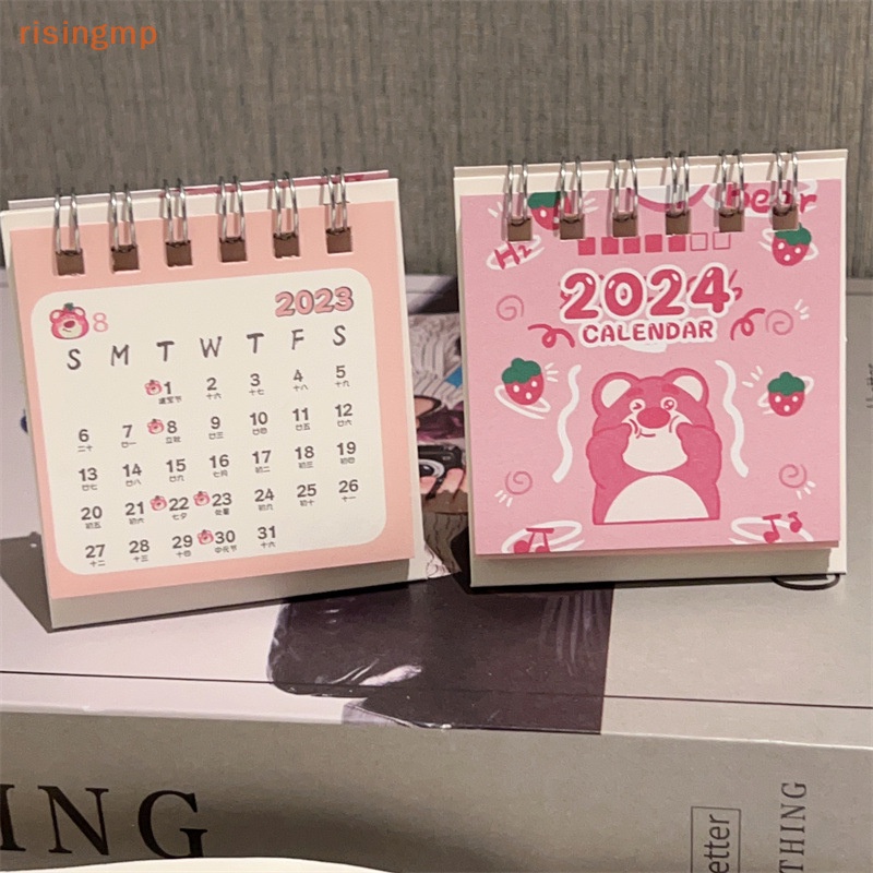 Lịch Năm 2024 mini Để Bàn Làm Việc Họa Tiết Dâu Tây Hoạt Hình Đơn Giản
