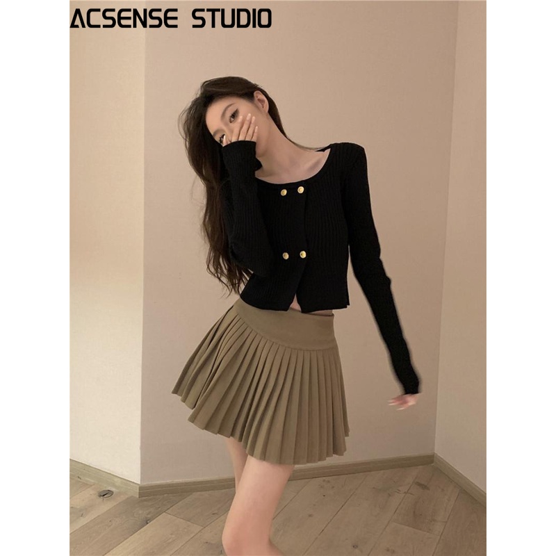 ACSENSE STUDIO áo len nữ áo dạ tweed cardigan nữ tráng lệ Thoải mái Định hình xu hướng nhí nhảnh WXF2392OK338Z230920