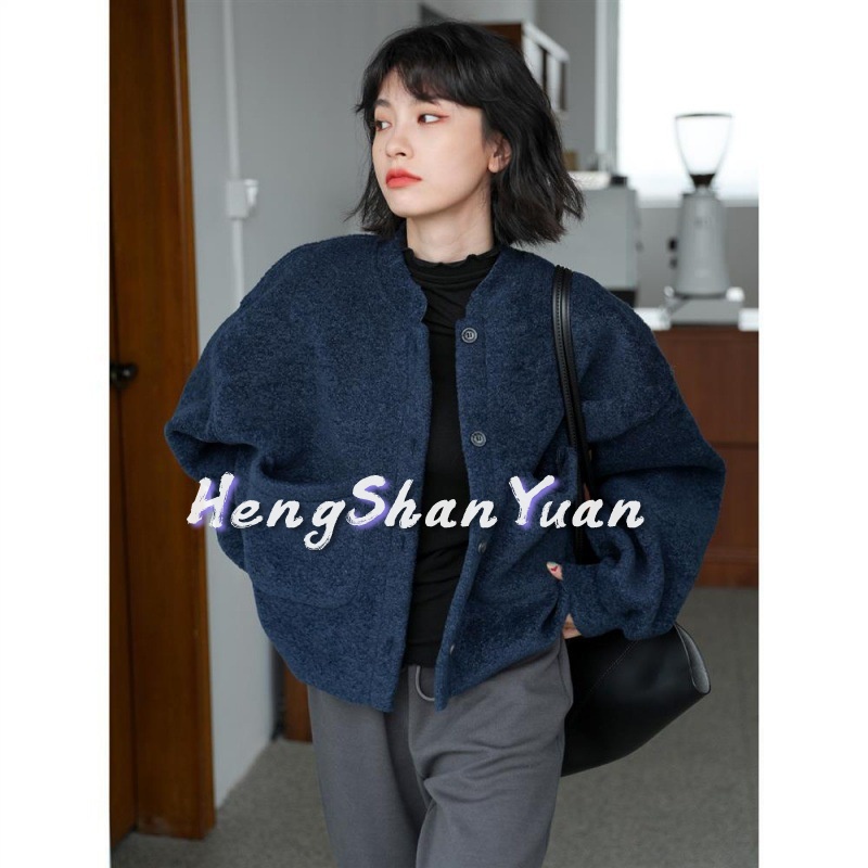 Áo Khoác Dáng Rộng Ngắn Phong Cách Hàn Quốc Thời Trang Thu Đông Dành Cho Nữ