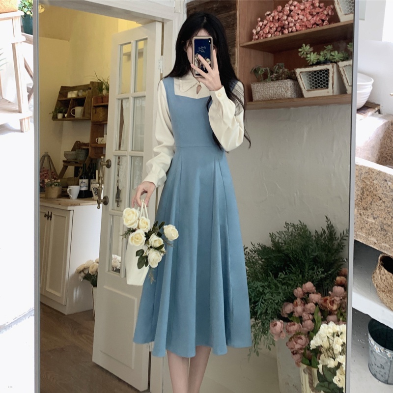 Thời Trang Đầm Midi Tay Dài Phong Cách Pháp Dành Cho Nữ