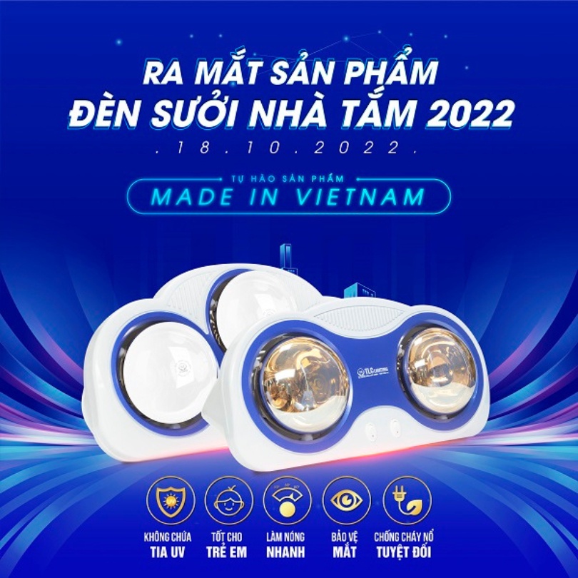Đèn sưởi nhà tắm ba bóng trắng – Bảo hành chính hãng TLC