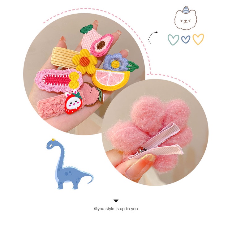 Bộ Kẹp Tóc Đính Nơ Họa Tiết Hoạt Hình Phong Cách Hàn Quốc Cho Bé Gái