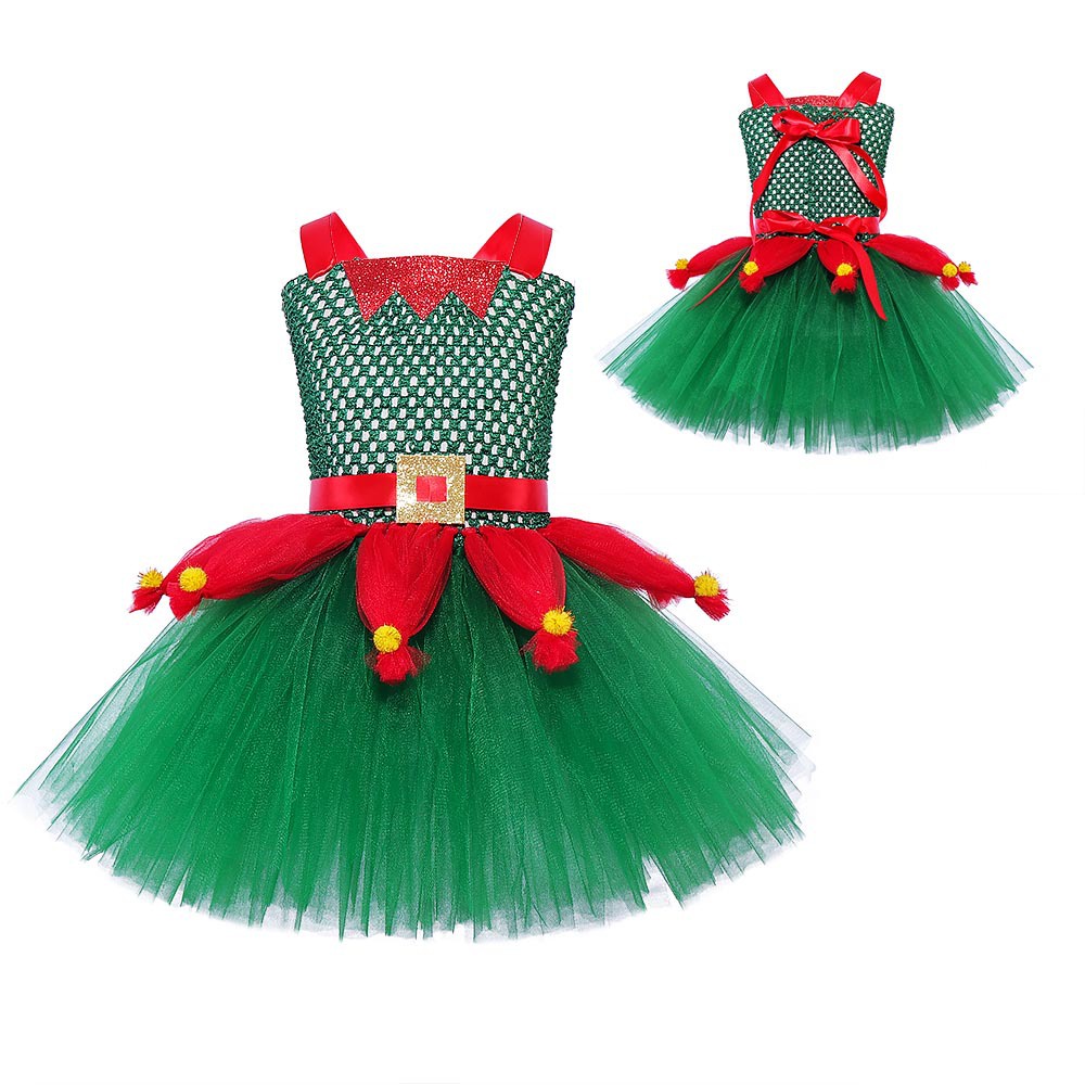 Đầm Công Chúa Hóa Trang Giáng Sinh Xinh Xắn Cho Bé Gái