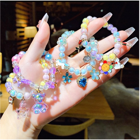 Vòng tay hình hoạt hình ELSA, Bạch Tuyết, Nàng Tiên Cá, Ngựa Pony cho bé gái, vòng tay hợp kim đính đá nhiều mẫu