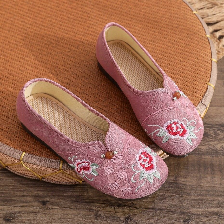 Giày Vải Đế Mềm Chống Trượt Thêu Họa Tiết Dân Tộc Cổ Điển Thời Trang Xuân Hè 2023 Mới 2023 Dành Cho Bạn Nữ