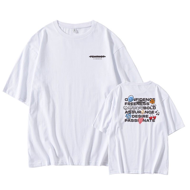 Áo Thun cotton Tay Ngắn Cổ Tròn In Chữ le sserafim fearno sakura chae Thời Trang Mùa Hè Cho Nam Và Nữ