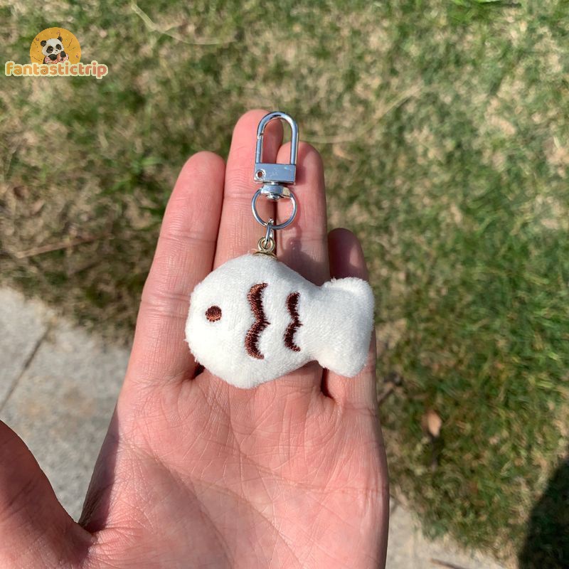 Móc Khóa Hình Mèo Và Cá Nhồi Bông Đáng Yêu Sáng Tạo Dành Cho Cặp Đôi Đi Học Mới