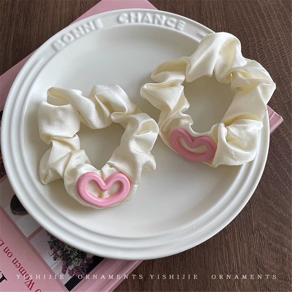 Dây Buộc Tóc Hình Bánh donut Trái Tim Màu Hồng Dễ Thương Cho Nữ