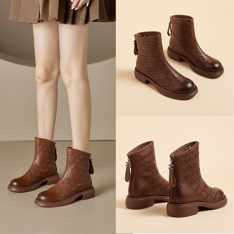 Unky Giày Bốt martin Đế Dày Mũi Tròn Thời Trang Mùa Hè 2023 Phong Cách retro