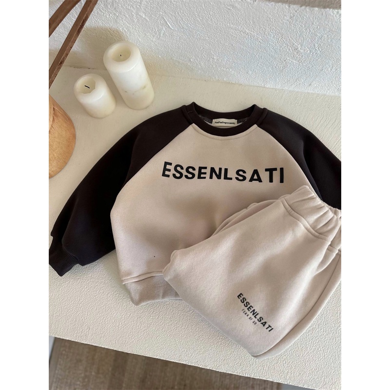 Bộ Đồ Hai Mảnh Áo Nỉ Dày Dặn Phong Cách Hàn Quốc Thời Trang Mùa Đông Mới Dành Cho Bé Trai Bé Gái