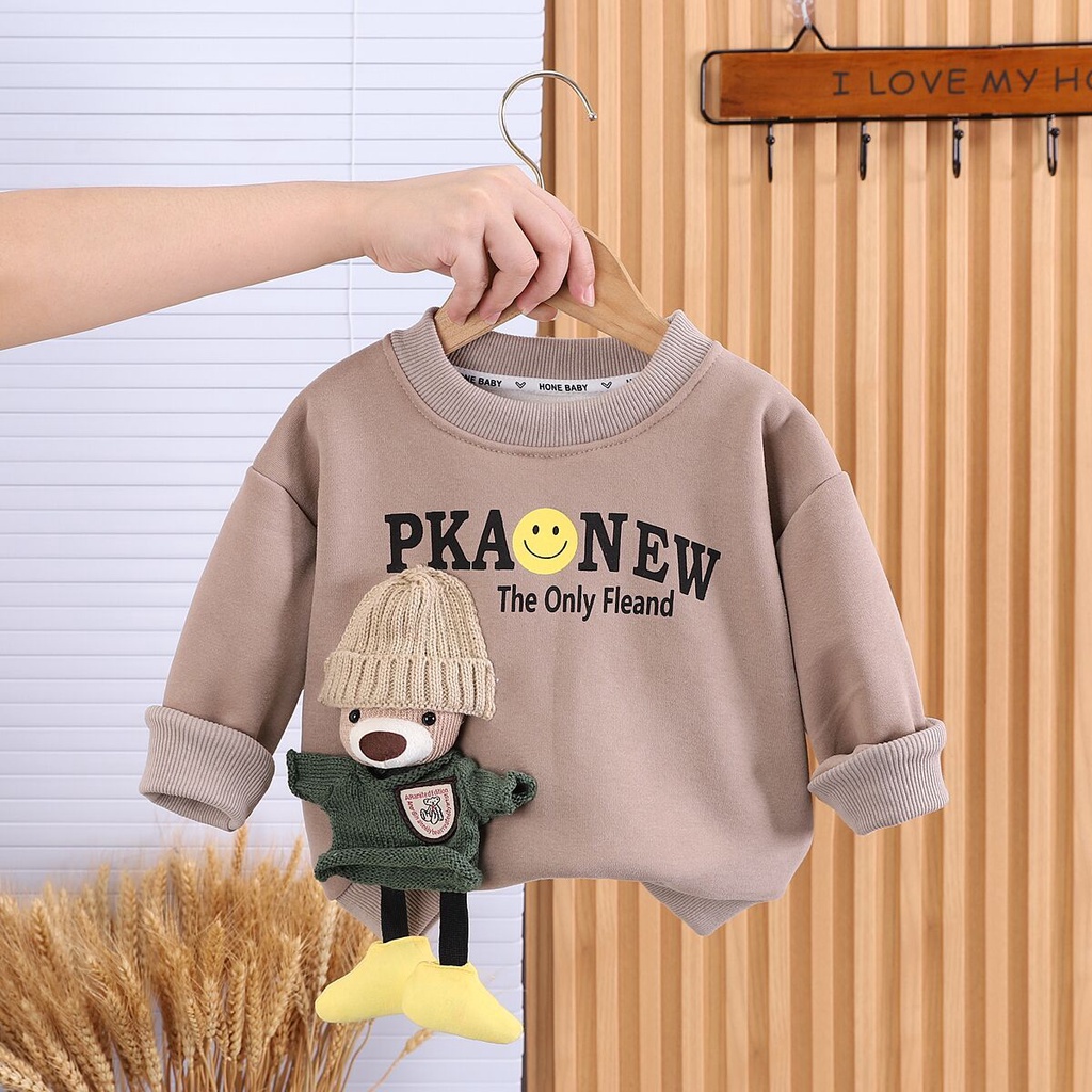 Áo Nỉ Dài Tay Cổ Tròn Thiết Kế Dày Dặn Thời Trang Mùa Thu Đông Dành Cho Bé Trai Và Bé Gái