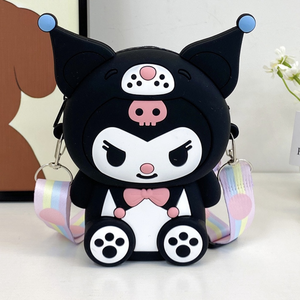Túi Đeo Chéo Silicon Hoạt Hình Kurumi 3 Màu Cực Kì Dễ Thương