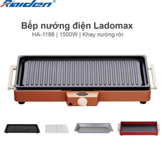 Bếp nướng điện 1500W Ladomax HA-1186 có vỉ nướng và khay nướng rời để nướng được nhiều loại thức ăn hơn