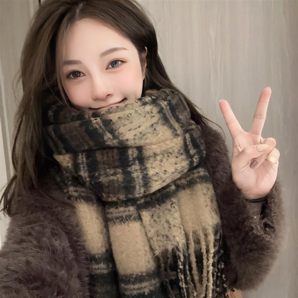 Khăn kẻ karo 2 màu dày dặn ấm áp thời trang mùa đông nam nữ thời trang by Vy Vy