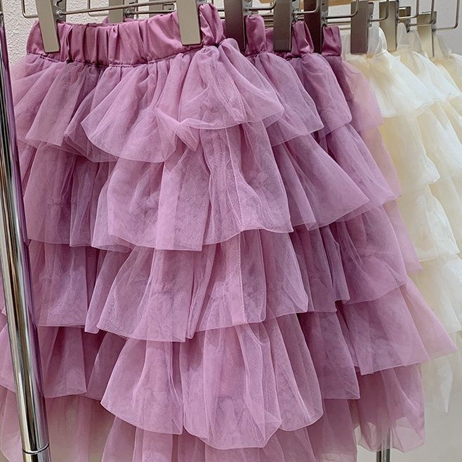 Chân Váy Lưới Màu Trơn Phong Cách Hàn Quốc Thời Trang Xuân Hè Mới Cho Bé Gái