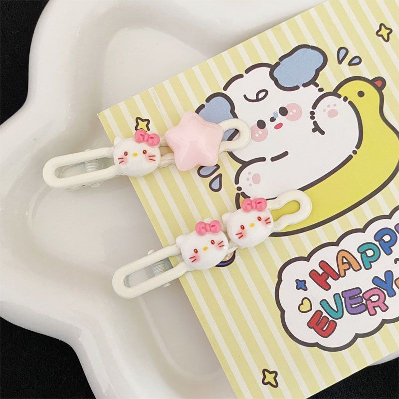 Dễ thương Kitty Hairpin Liu Hairpin Ngôi sao Phụ kiện tóc Mũ hoạt hình Clip tóc