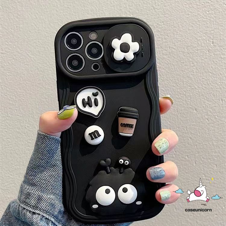 Ốp Điện Thoại Hình Búp Bê 3d Màu Đen / Cà Phê Cho iphone 11 14 12 13 pro max 7 8 6 6s plus xr x xs max