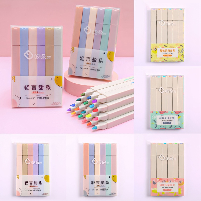 Set 6 Bút Đánh Dấu Nhiều Màu Sắc Xinh Xắn