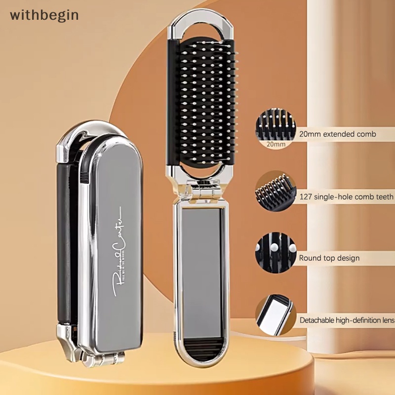 Lược Chải Tóc mini Mát Xa Da Đầu Chống Tĩnh Điện Tích Hợp Gương Soi Tiện Lợi