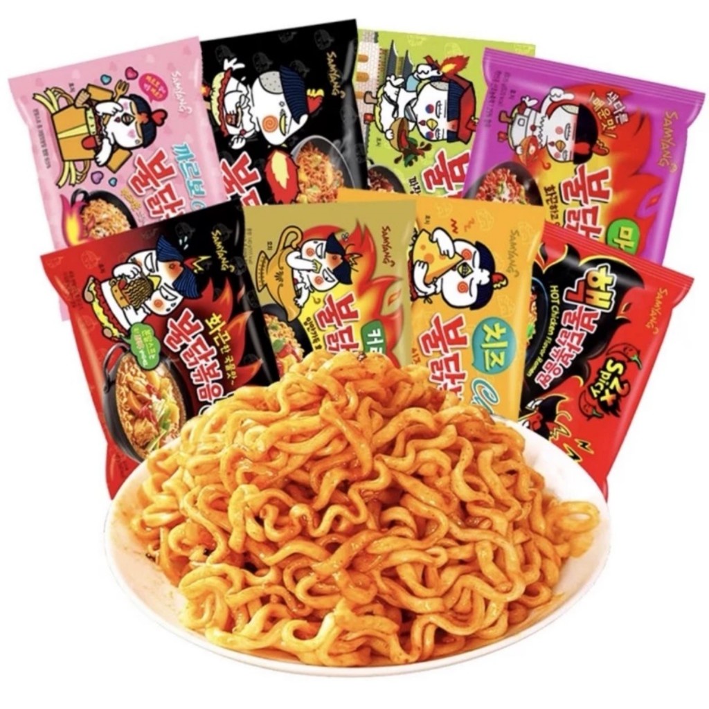 Mì gà cay Samyang Hàn Quốc, mi ăn liền nhập khẩu Hàn Quốc, mì phô mai Samyang, mì rau củ, mì súp kem Carbonar