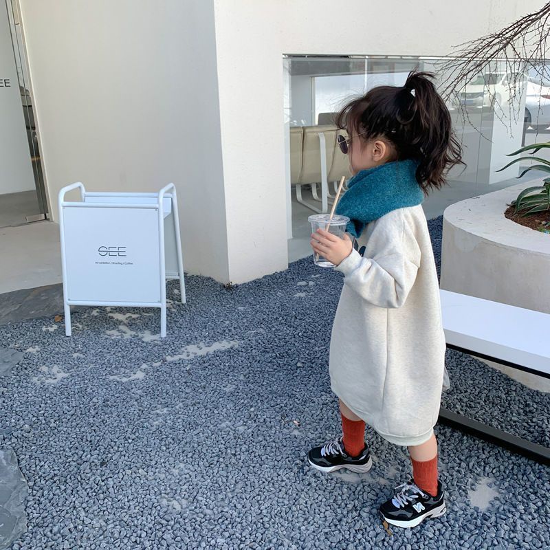 Momo Đầm sweater Dáng Rộng Phong Cách Hàn Quốc Thời Trang Thu Đông Xinh Xắn Cho Bé Gái