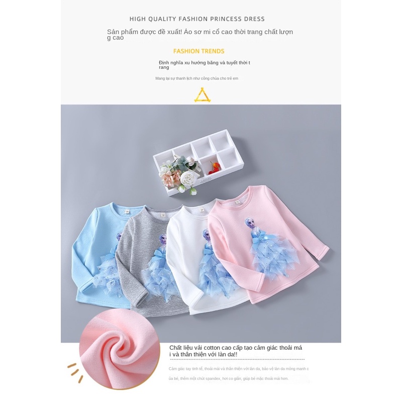 Elsa Áo Thun Tay Dài In Hình Công Chúa elsa Thời Trang Thu Đông 2023 Cho Bé Gái