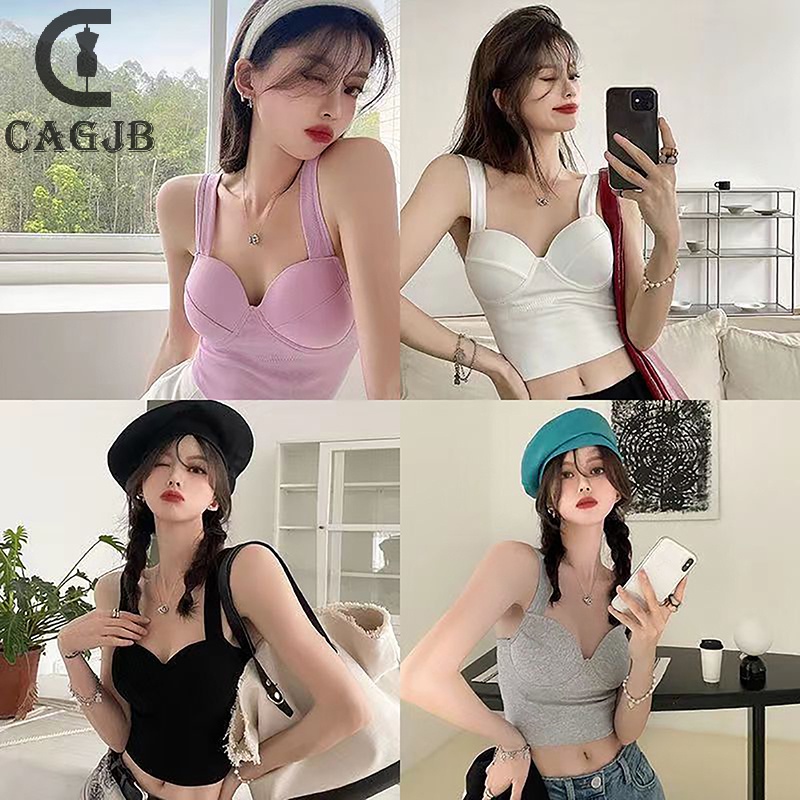 Áo hai dây Không Tay Màu Trơn Ôm Dáng Gợi Cảm Mùa Hè Hàn Quốc Cho Nữ yomg