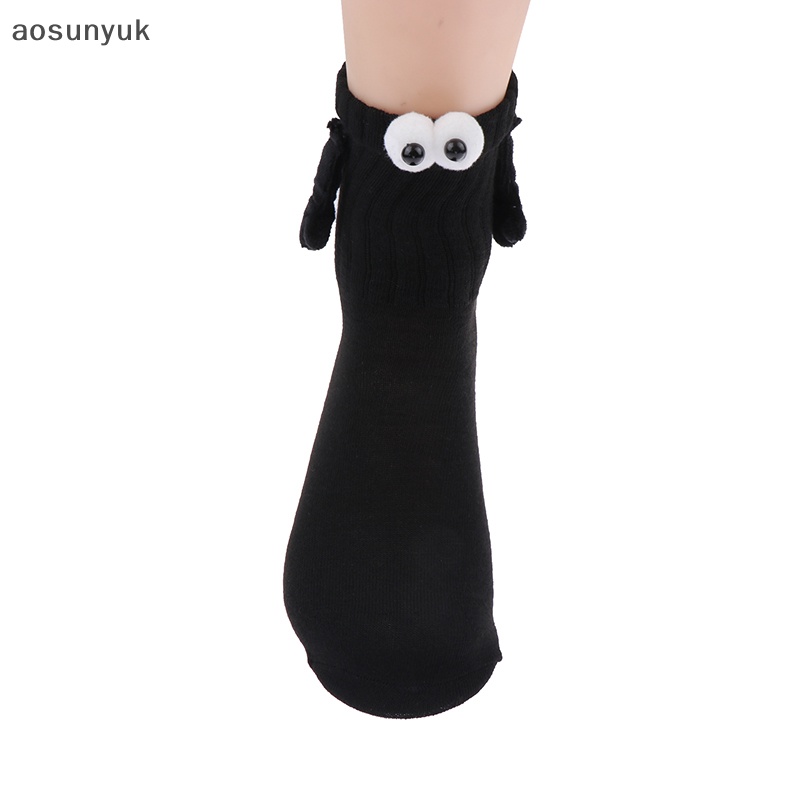 Aosunyuk Vớ cotton Cổ Cao Tay Hút Nam Châm Màu Trắng Đen unisex Cho Cặp Đôi