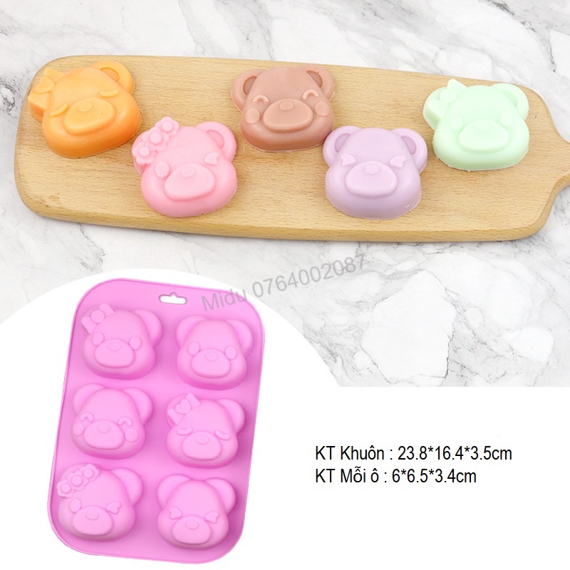 Khuôn silicon làm bánh thạch rau câu socola 6 mặt heo
