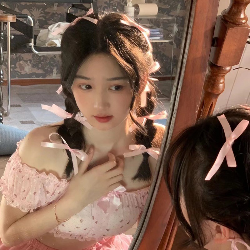 Set 1 / 8 Kẹp Tóc Nơ Ruy Băng Dễ Thương Thời Trang Hàn Quốc y2k