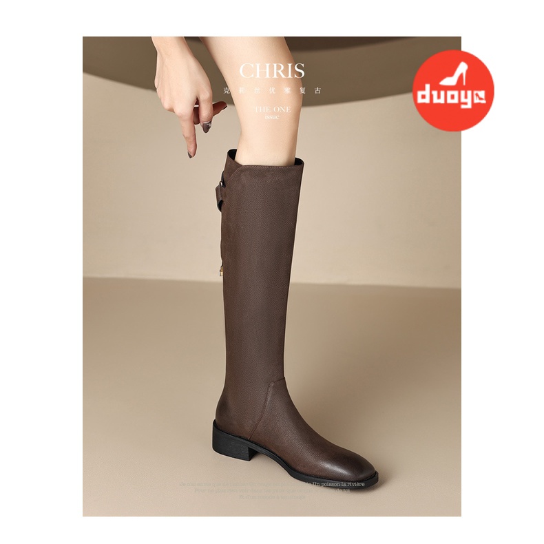 Duooya hair ~  Giày Bốt Ống Cao Đến Đầu Gối Gót Dày Mùa Thu Cho Nữ Miễn Phí Vận Chuyển