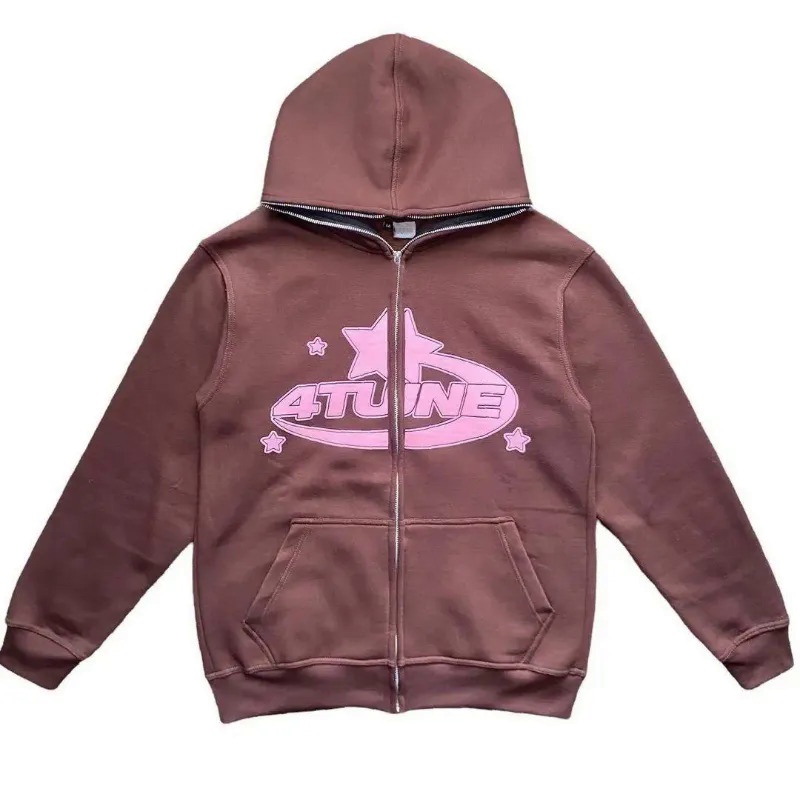 Y2k Áo Khoác hoodie Dáng Rộng Tay Dài Có Khóa Kéo In Chữ Và Ngôi Sao Phong Cách harajuku Đường Phố Cho Nam
