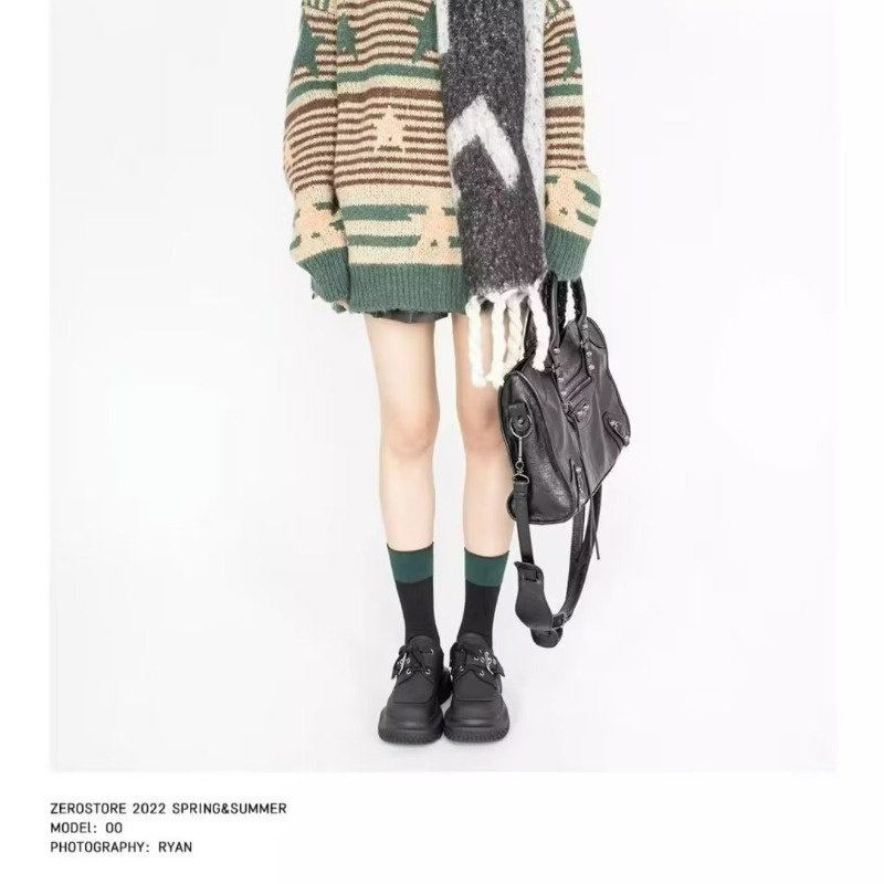 Áo sweater Chui Đầu Dáng Rộng Kẻ Sọc Ngang Phối Hình Ngôi Sao Kiểu retro Mỹ Thời Trang Thu Đông Cho Nam Và Nữ